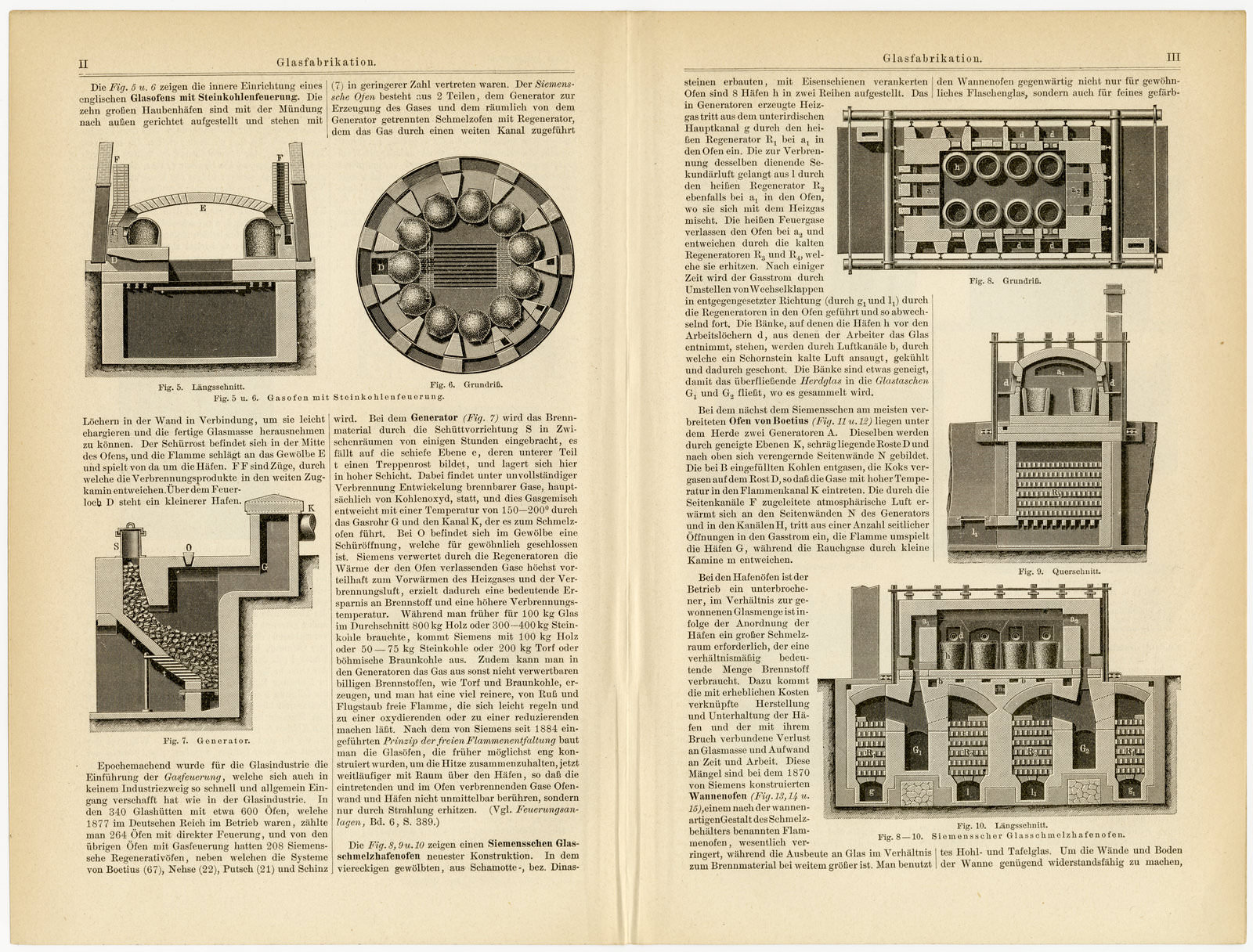 Glasfabrikation I ca 1894 historische Bildtafel Holzstich