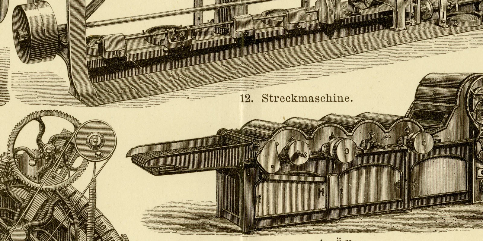 Baumwollindustrie ca 1882 historische Grafik Holzstich