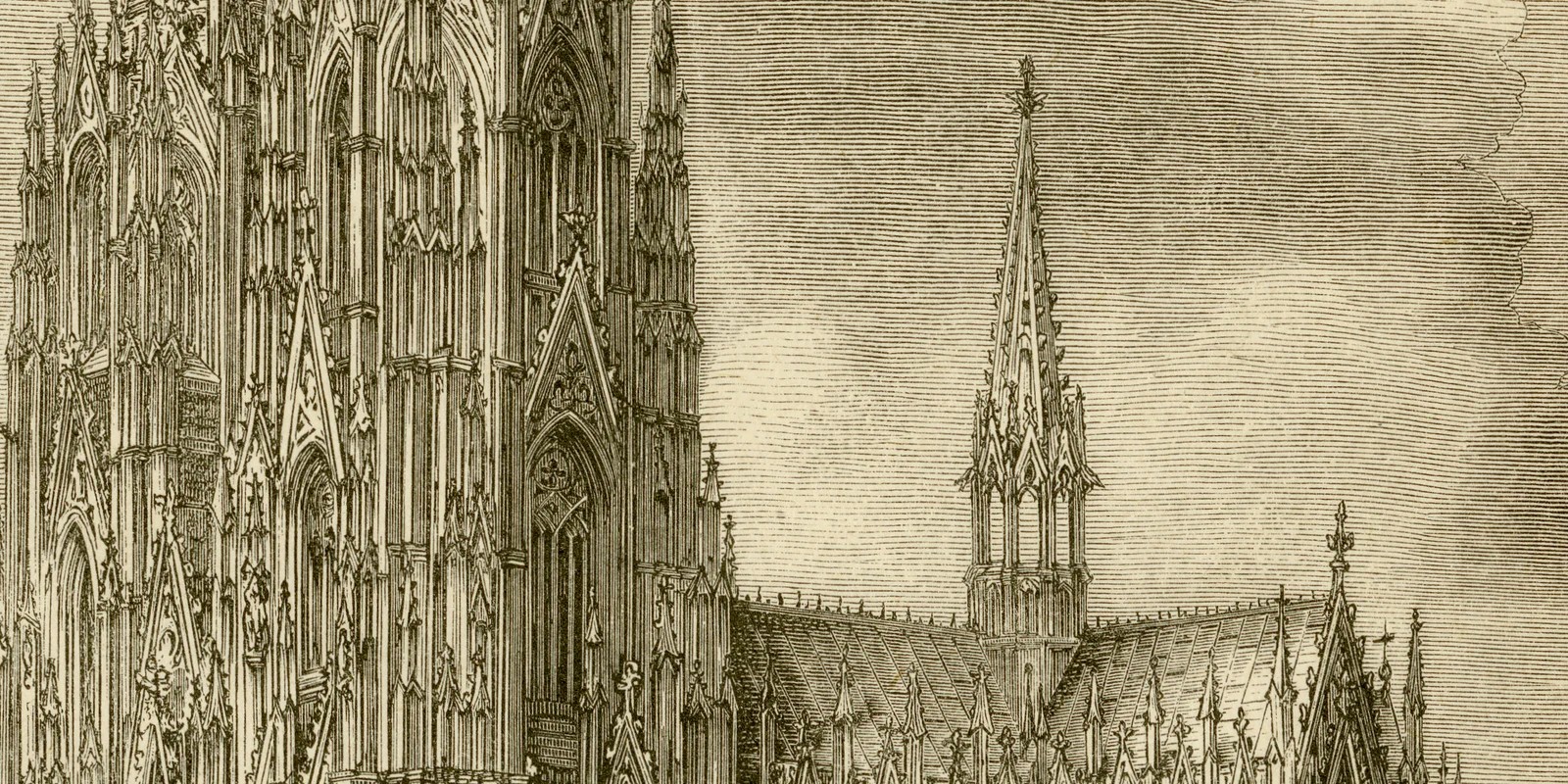 Kölner Dom ca 1885 historische Grafik Holzstich