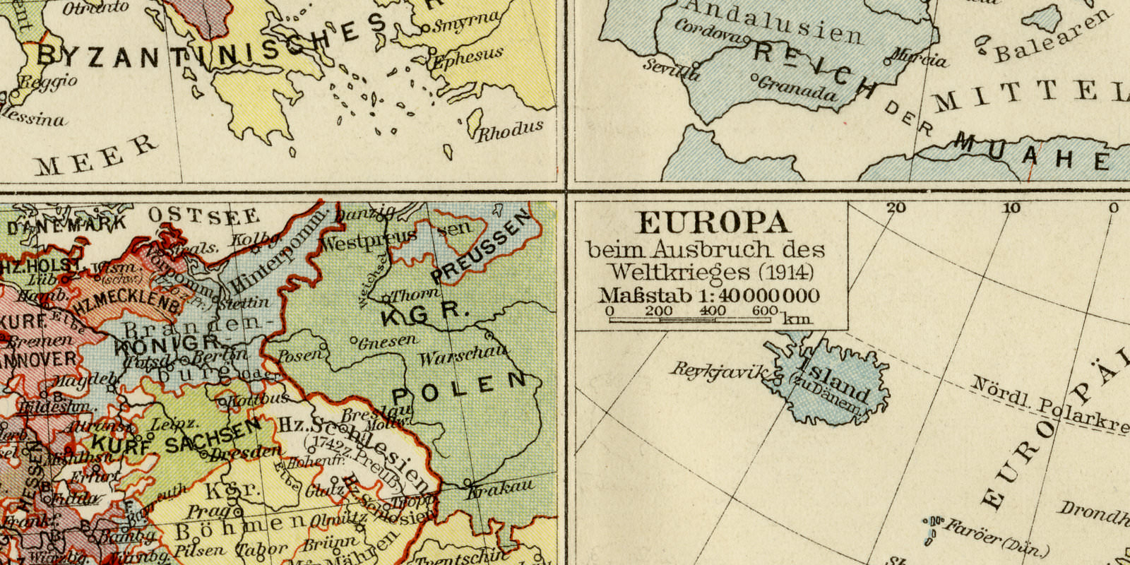 Europa Geschichte ca 1926 historische Karte Lithographie