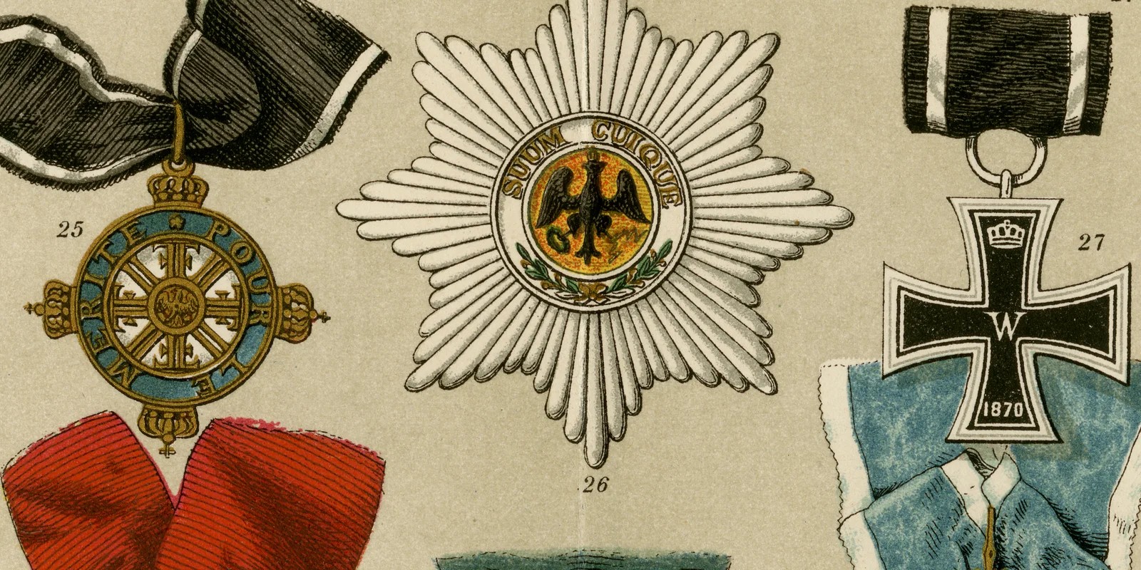 Orden ca 1885 historische Grafik Chromolithographie
