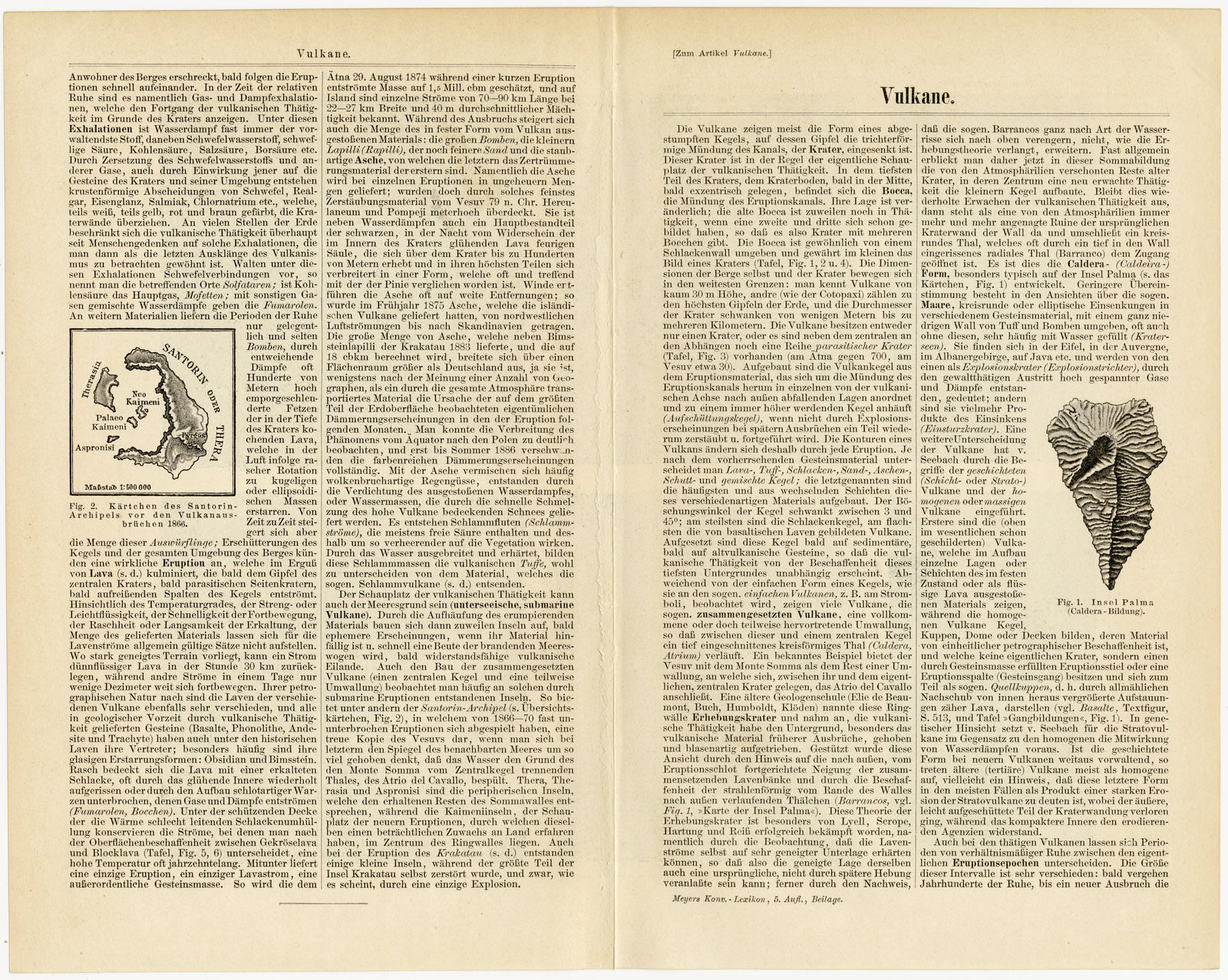 Vulkane ca 1897 historische Bildtafel Holzstich