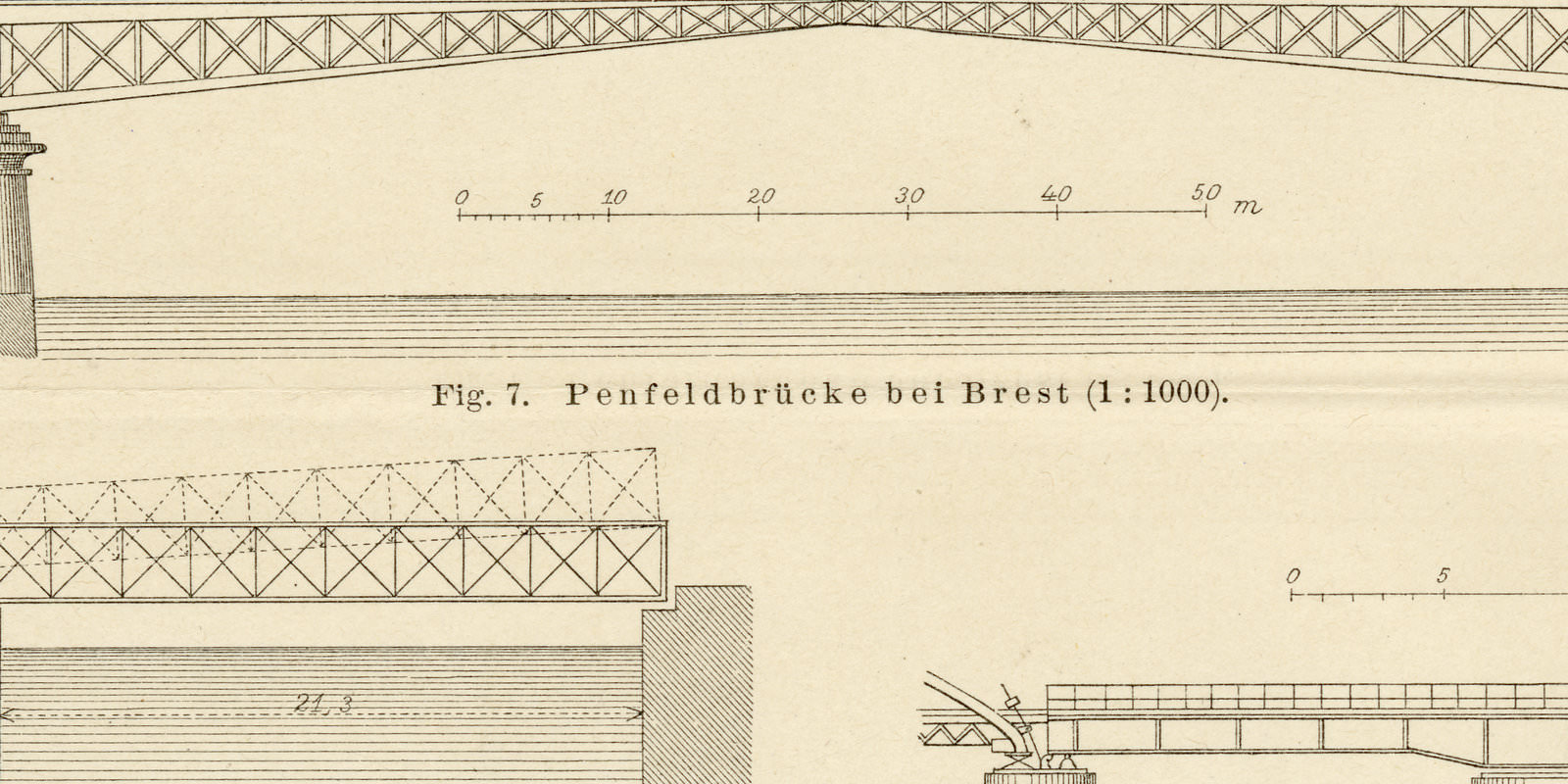 Brücken III ca 1893 historische Bildtafel Holzstich