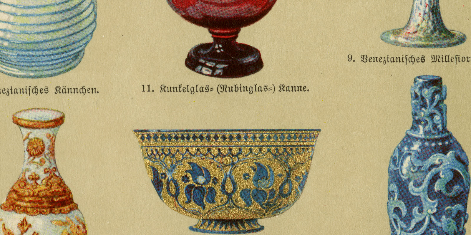 Kunstgläser I ca 1926 historische Bildtafel Chromotypie