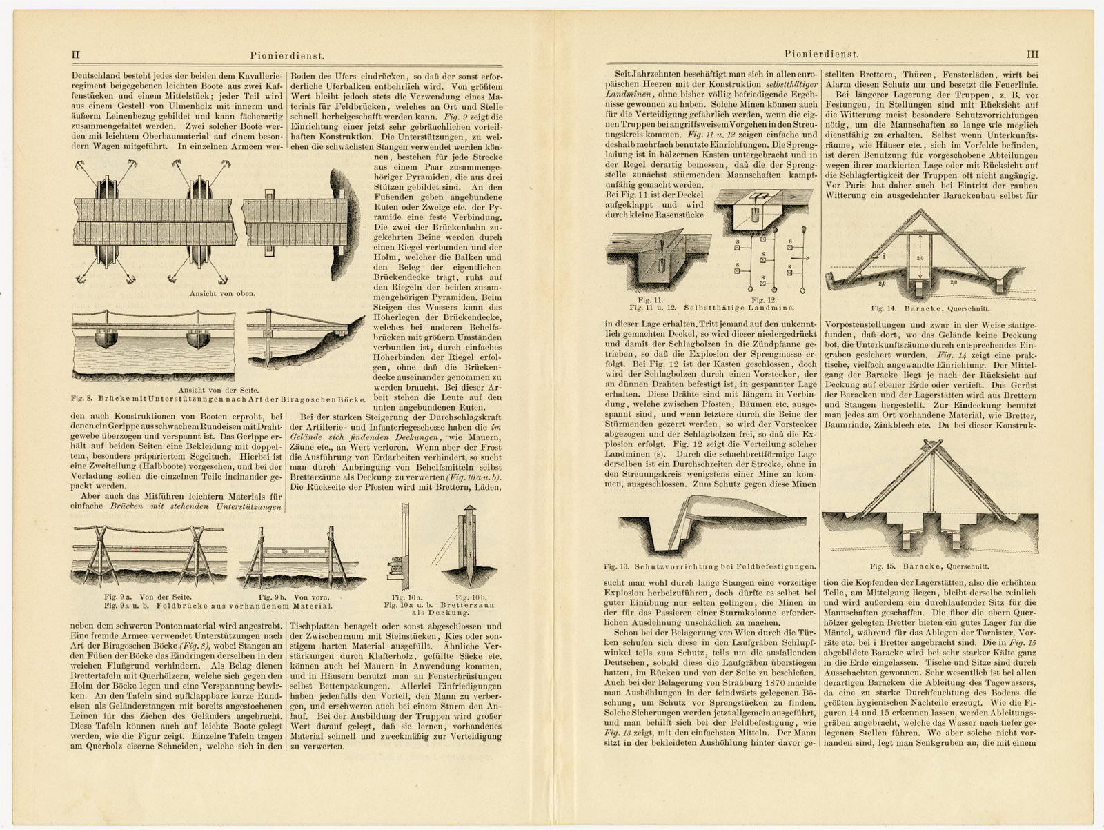 Pionierdienst ca 1896 historische Bildtafel Holzstich