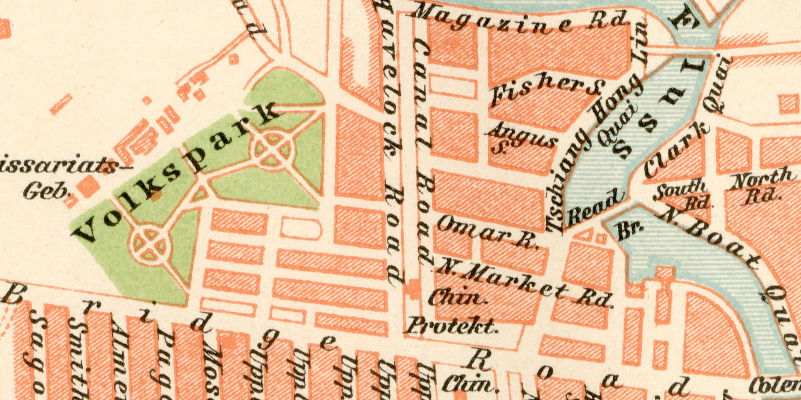Singapur historischer Stadtplan Karte Lithographie ca 1892