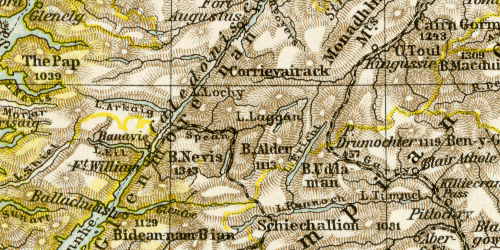 Schottland historische Landkarte Lithographie ca 1900