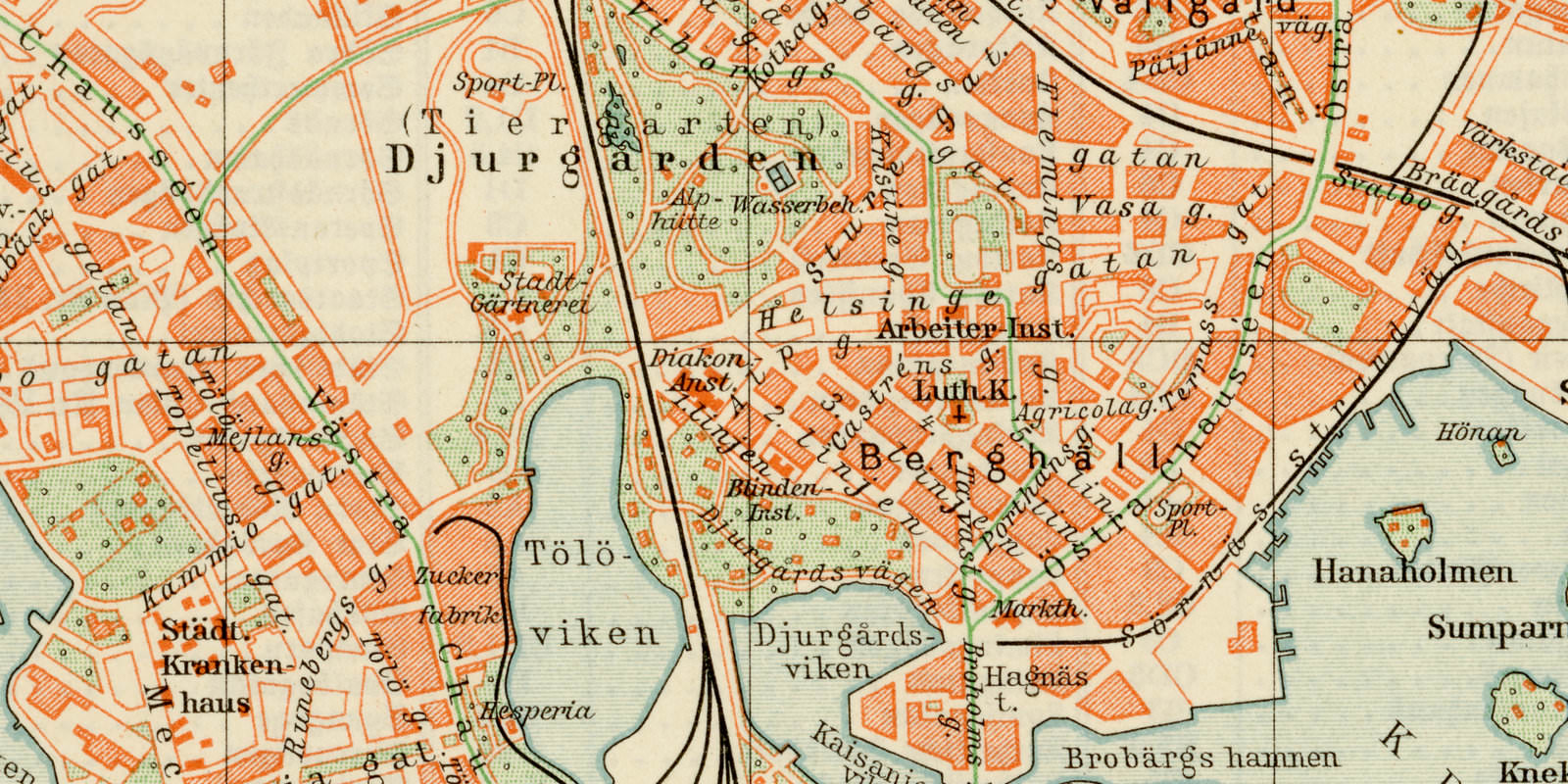 Helsingfors Helsinki ca 1926 historische Karte Lithographie