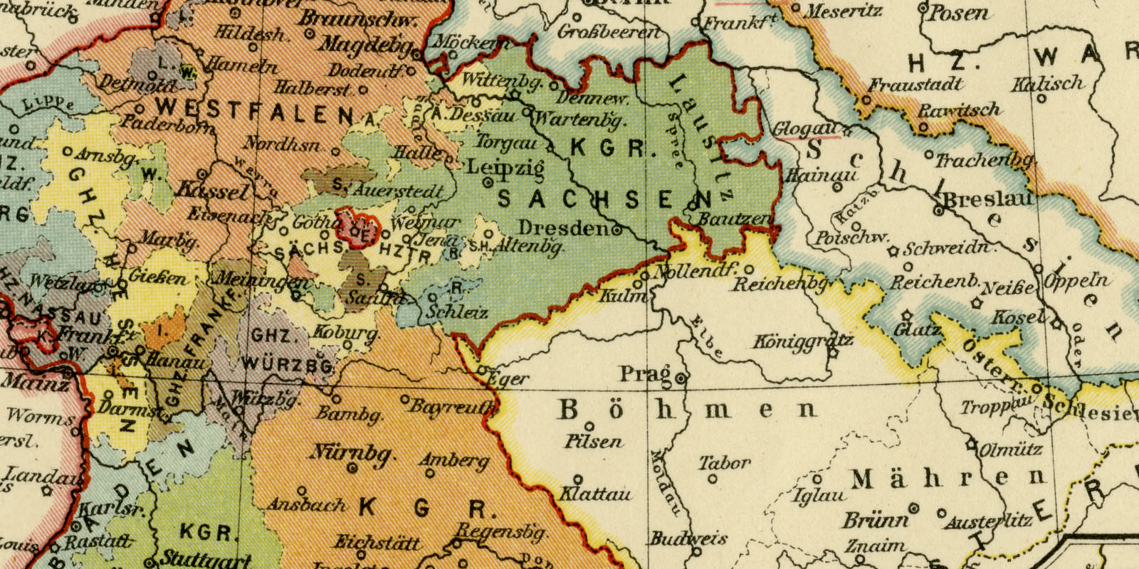 Deutschland zur Zeit der Befreiungskriege 1813 ca 1925 historische Karte Lithographie