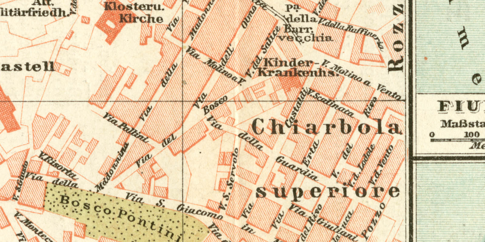 Triest Fiume Rijeka Pola Pula historischer Stadtplan 1897