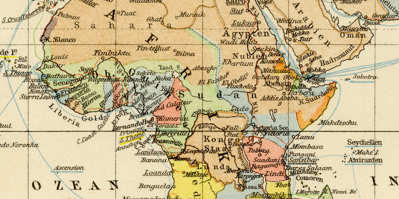 Karte des Welt-Telegraphen-Netzes ca 1900 historische Karte Lithographie