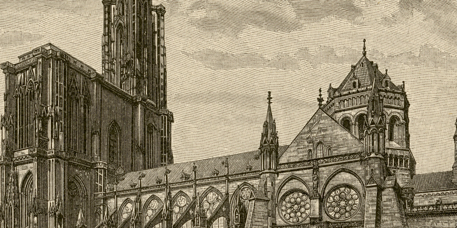 Das Straßburger Münster ca 1894 historische Bildtafel Holzstich