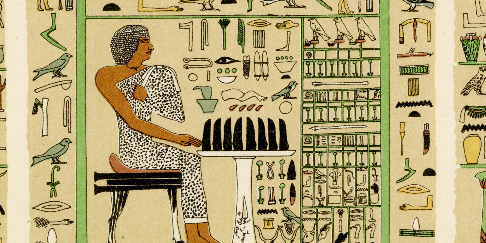 Hieroglyphem ca 1895 historische Bildtafel Chromolithographie