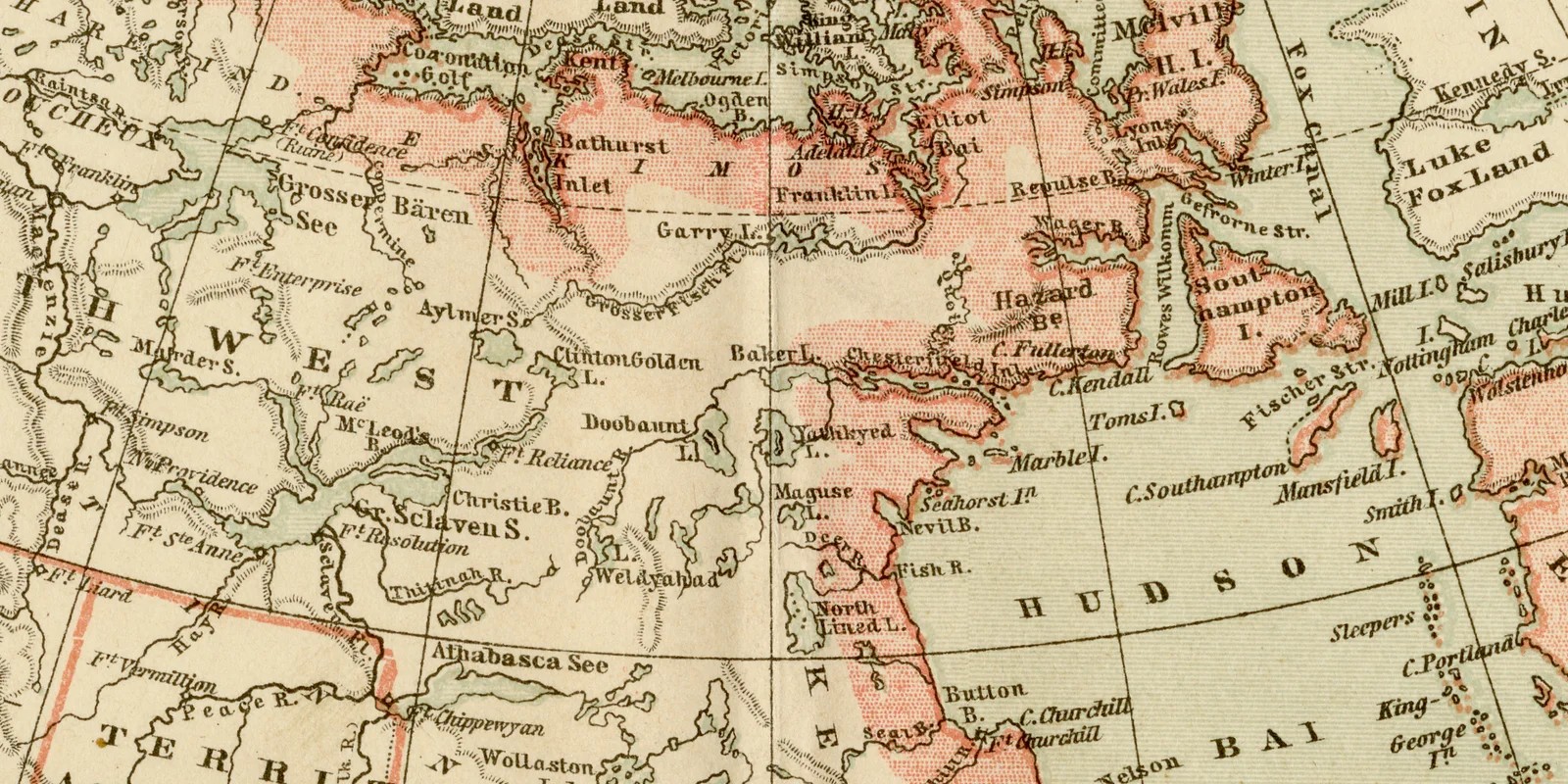 Britische-Nordamerika und Alaska ca 1882 historische Karte Lithographie