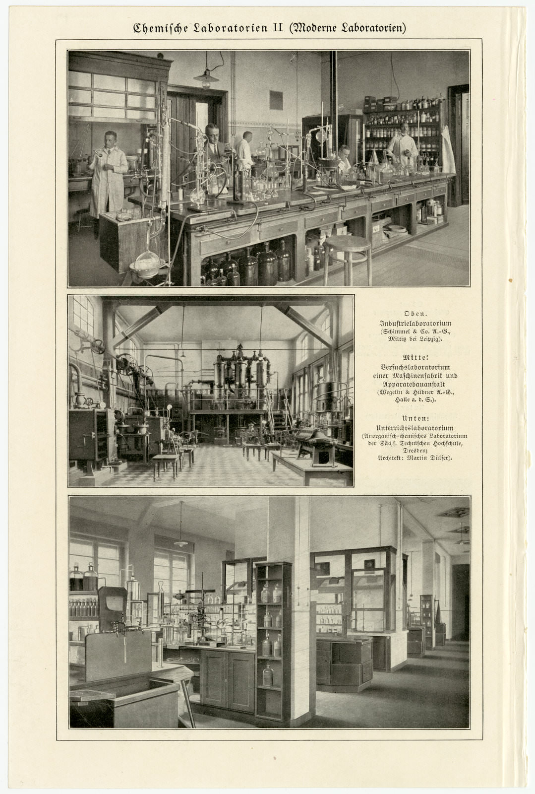Chemische Laboratorien I - II ca 1931 historische Bildtafel Autotypie