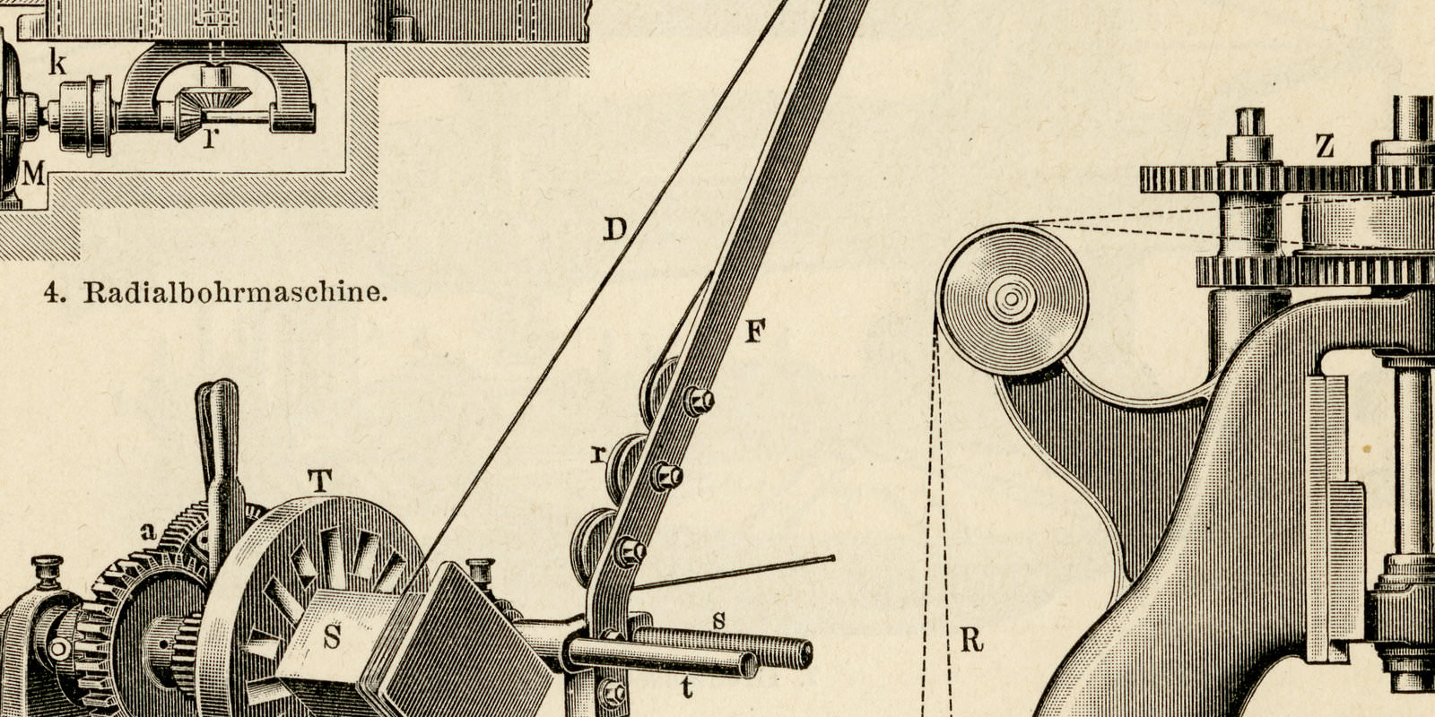 Elektrischer Antrieb von Werkzeugmaschinen I - II ca 1901 historische Bildtafel Holzstich