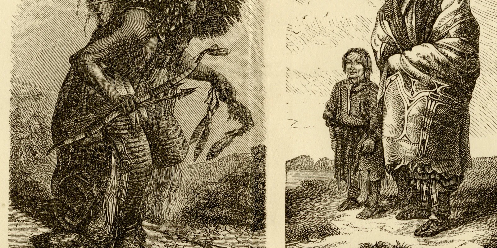 Amerikanische Menschenstämme ca 1882 historische Grafik Holzstich
