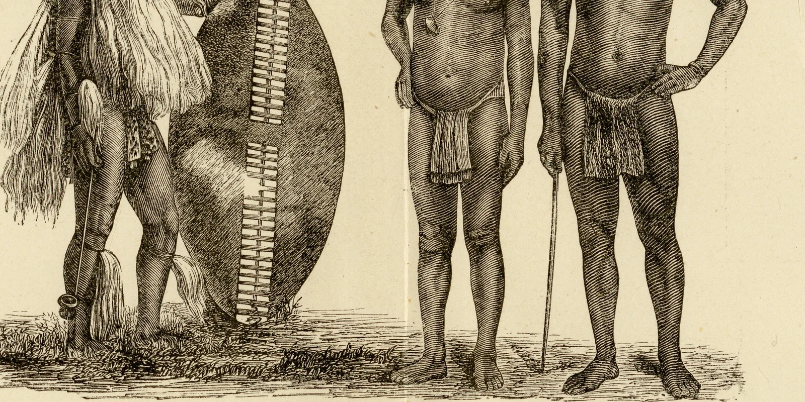 Afrikanische Menschenstämme ca 1882 historische Grafik Holzstich