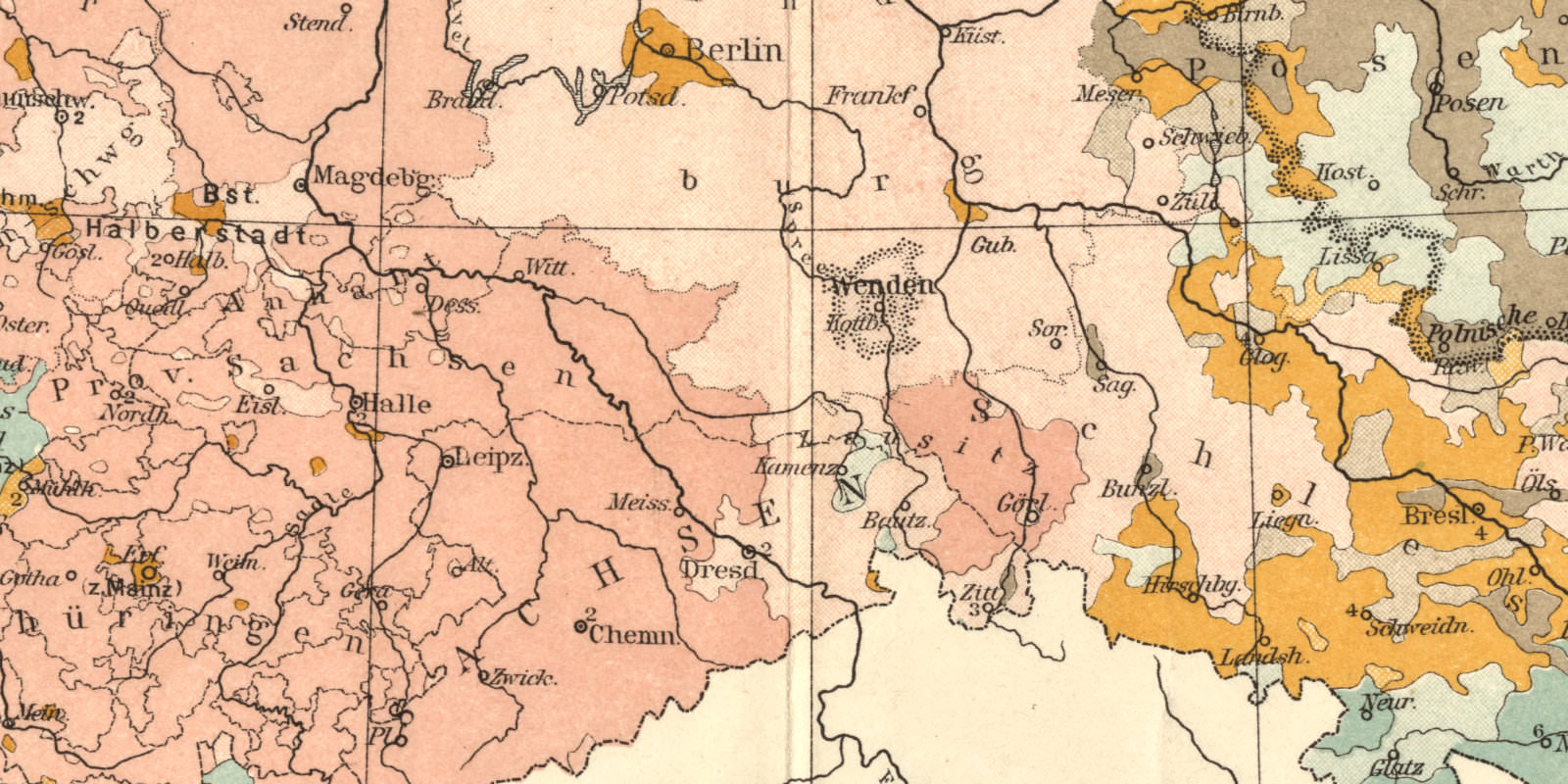 Konfessionen Deutsches Reich historische Landkarte Lithographie ca 1907