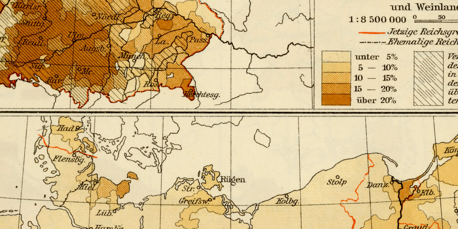 Deutschland Landwirtschaftskarten I - IV ca 1927 historische Karte Lithographie