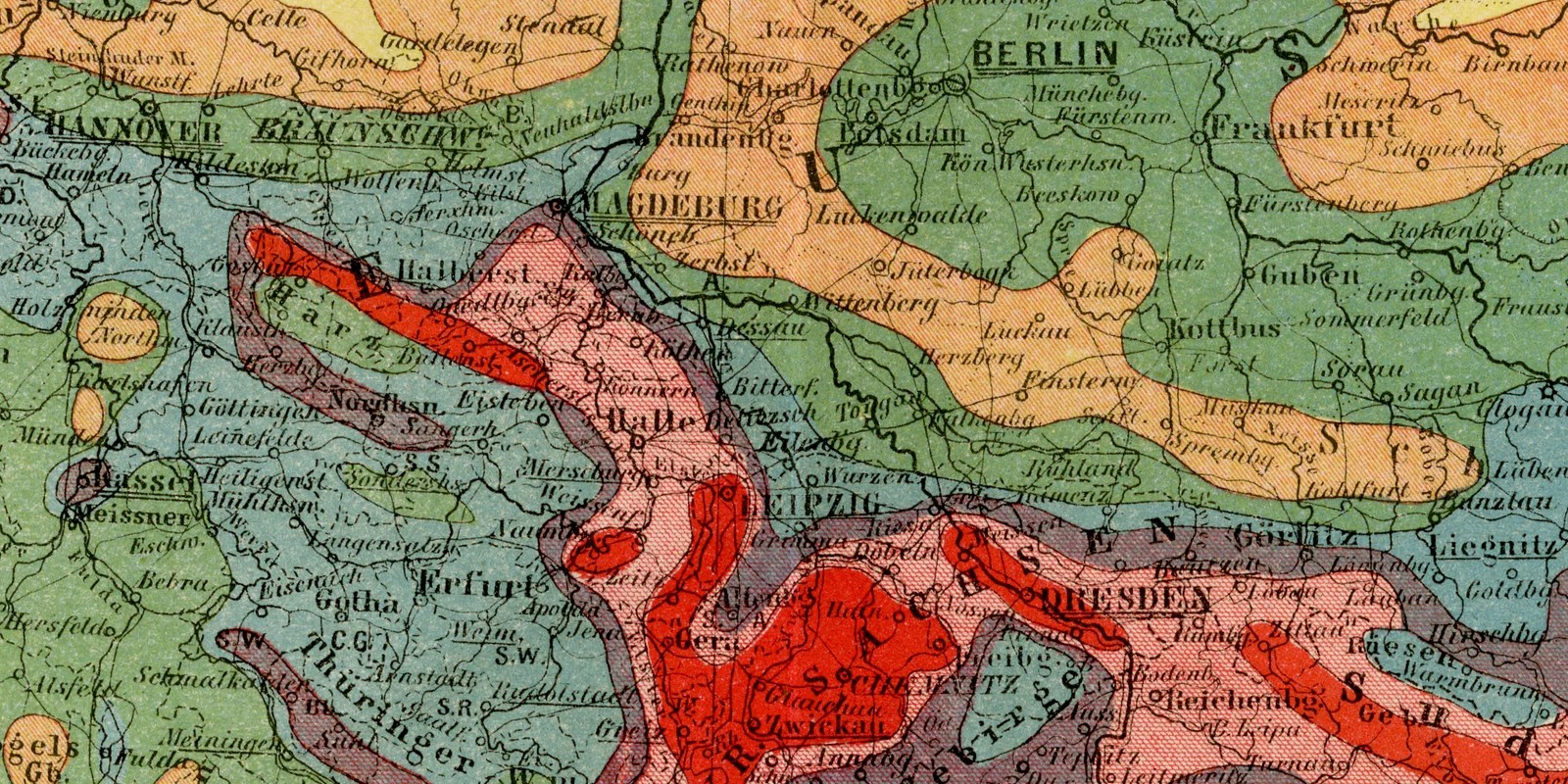 Deutsches Reich Bevölkerung ca 1883 historische Karte Lithographie