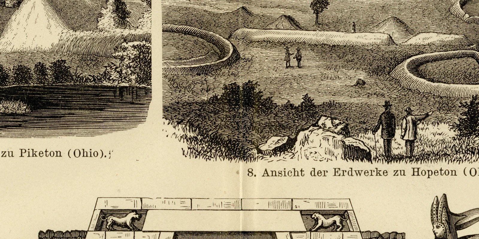 Amerikanische Altertümer ca 1882 historische Grafik Holzstich