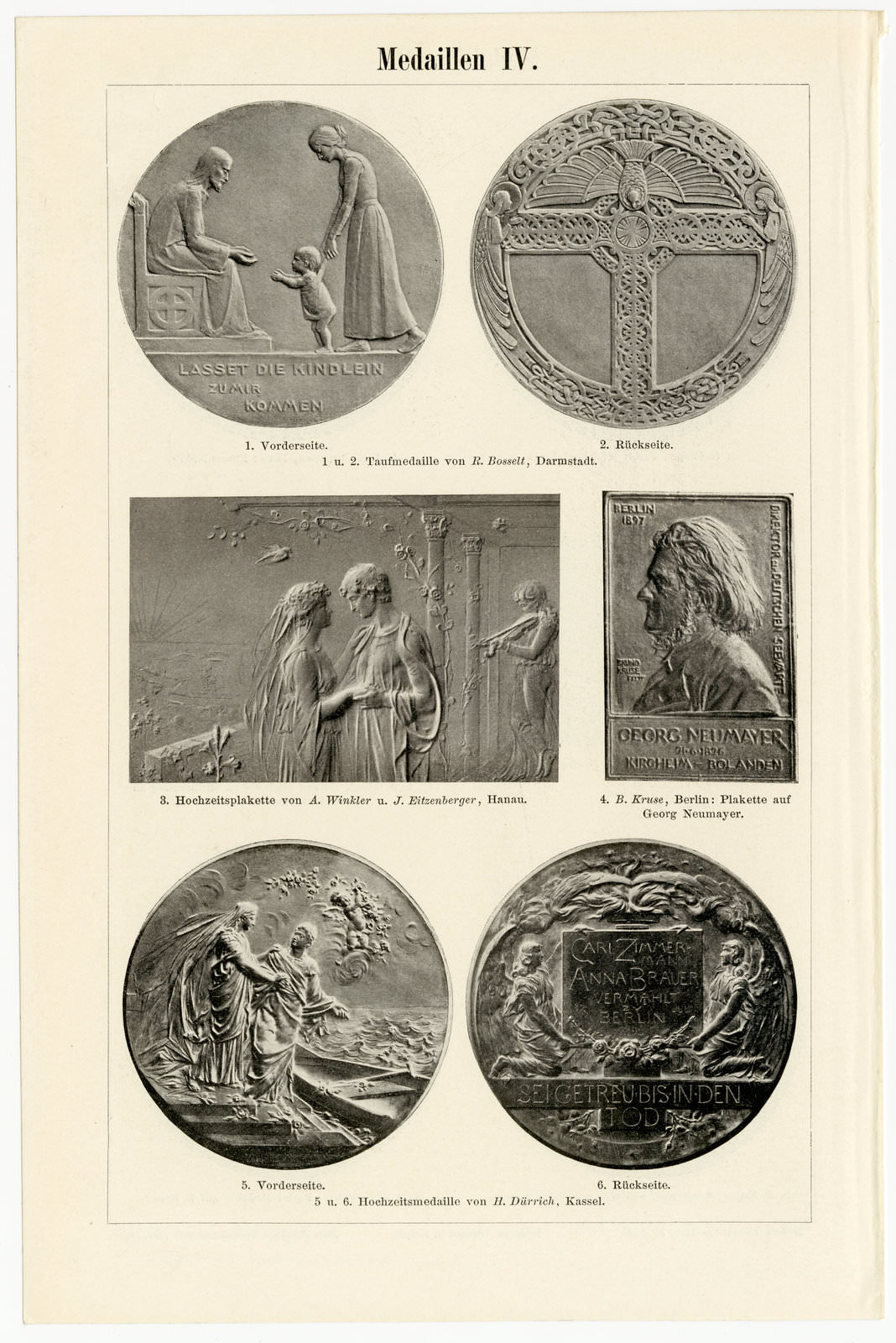Medaillien III - IV ca 1900 historischer Druck Autotypie