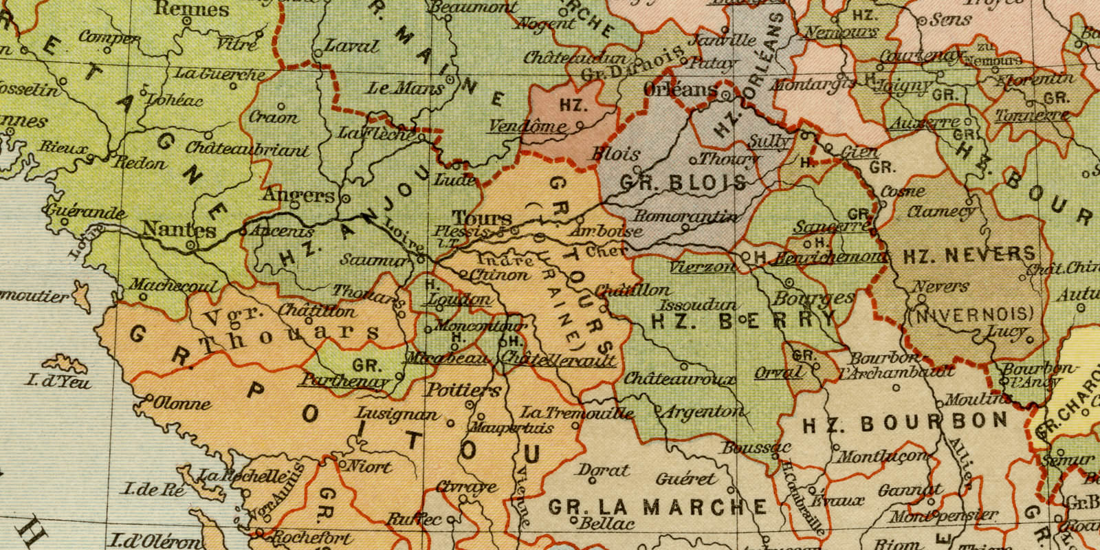 Frankreich Geschichte - Vordringen nach Osten ca 1926 historische Karte Lithographie