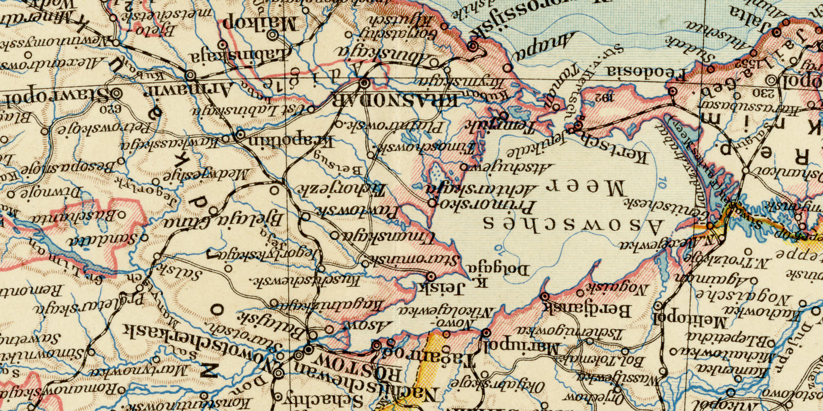 Ukraine und Kaukasusländer ca 1930 historische Karte Lithographie