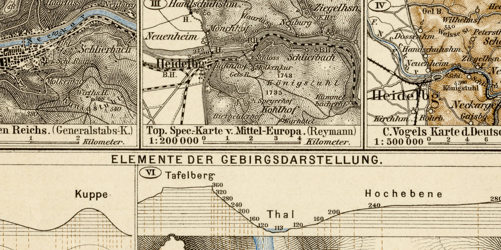 Landkartendarstellung ca 1895 historische Karte Lithographie