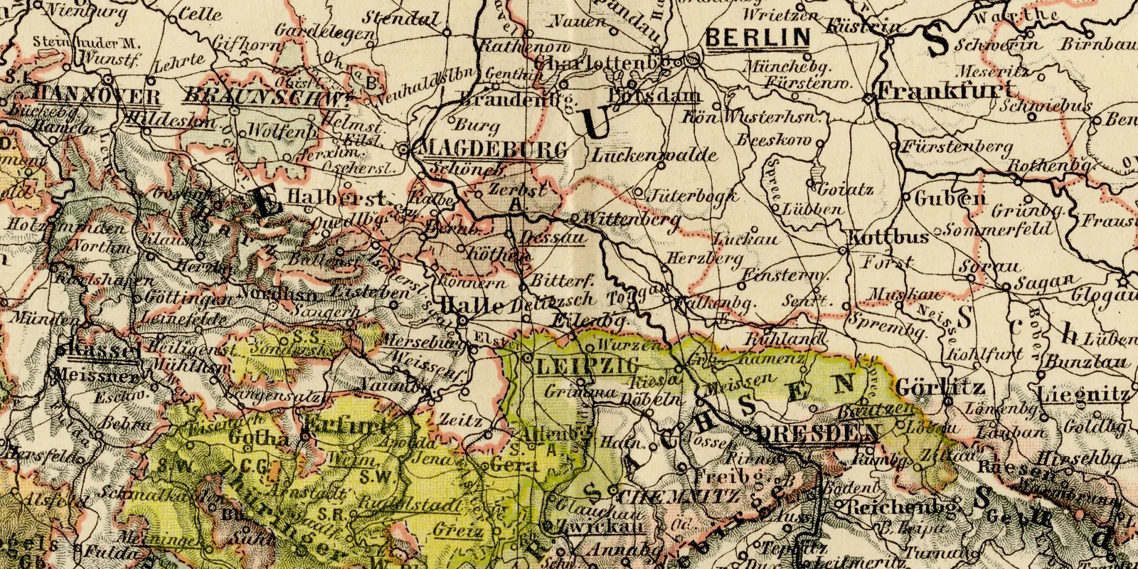 Deutsches Reich politische Übersicht ca 1883 historische Karte Lithographie
