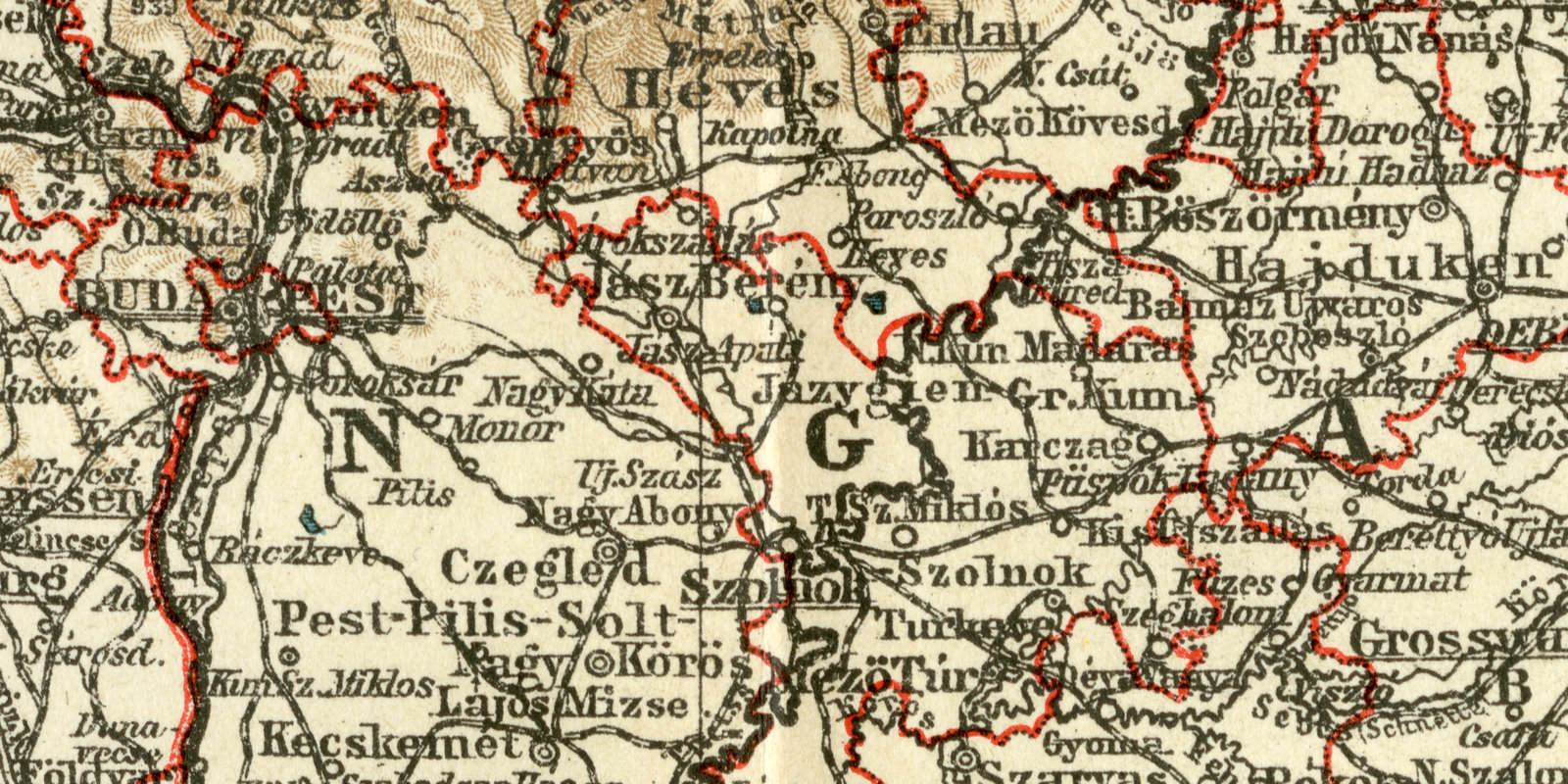 Ungarn und Galizien historische Landkarte Lithographie ca 1907