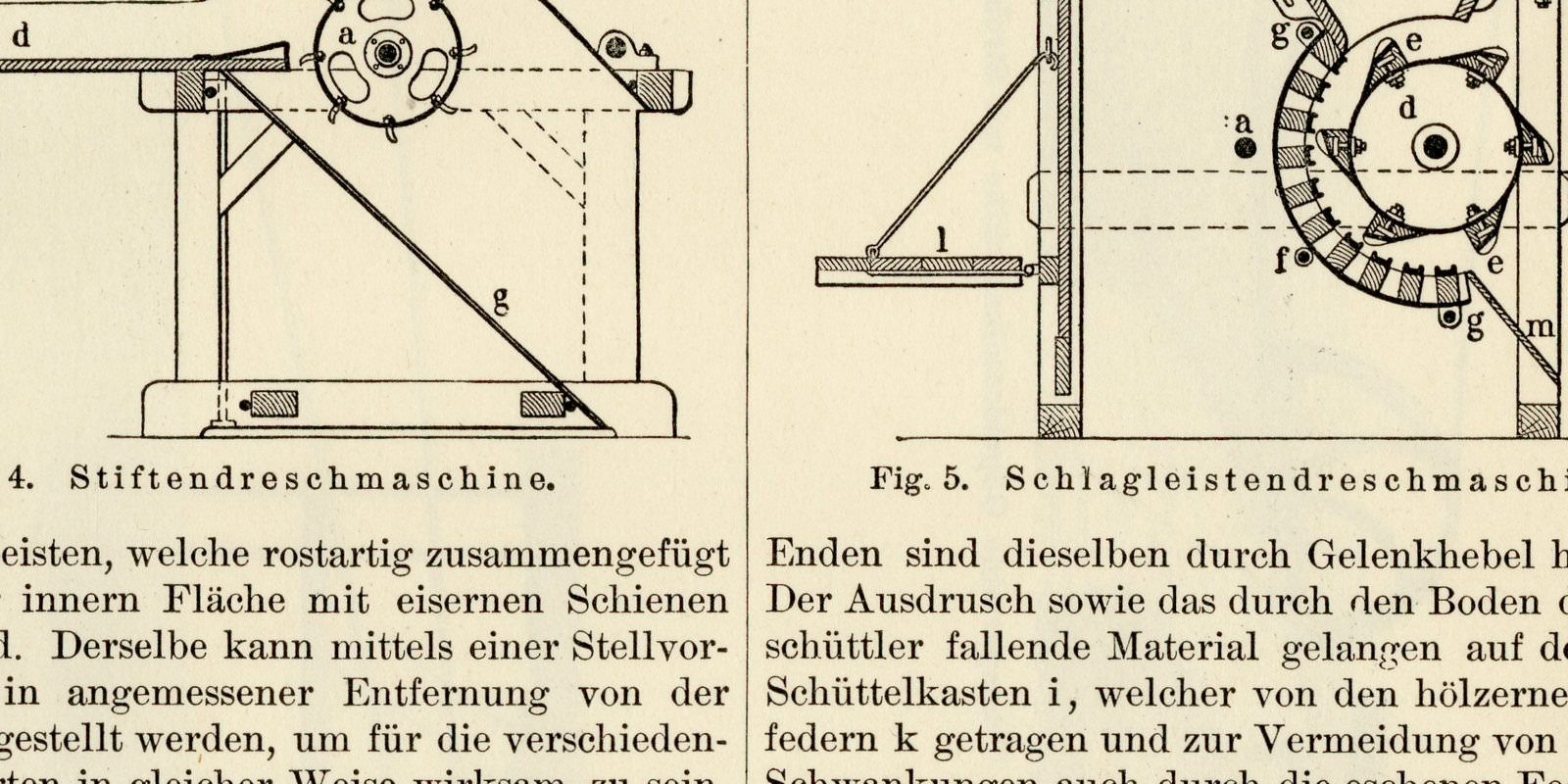 Dreschmaschinen III - IIV ca 1893 historische Bildtafel Holzstich