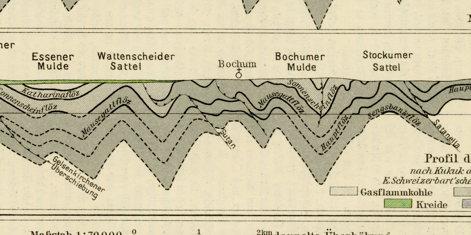 Steinkohleformation III ca 1929 historische Bildtafel Chromotypie
