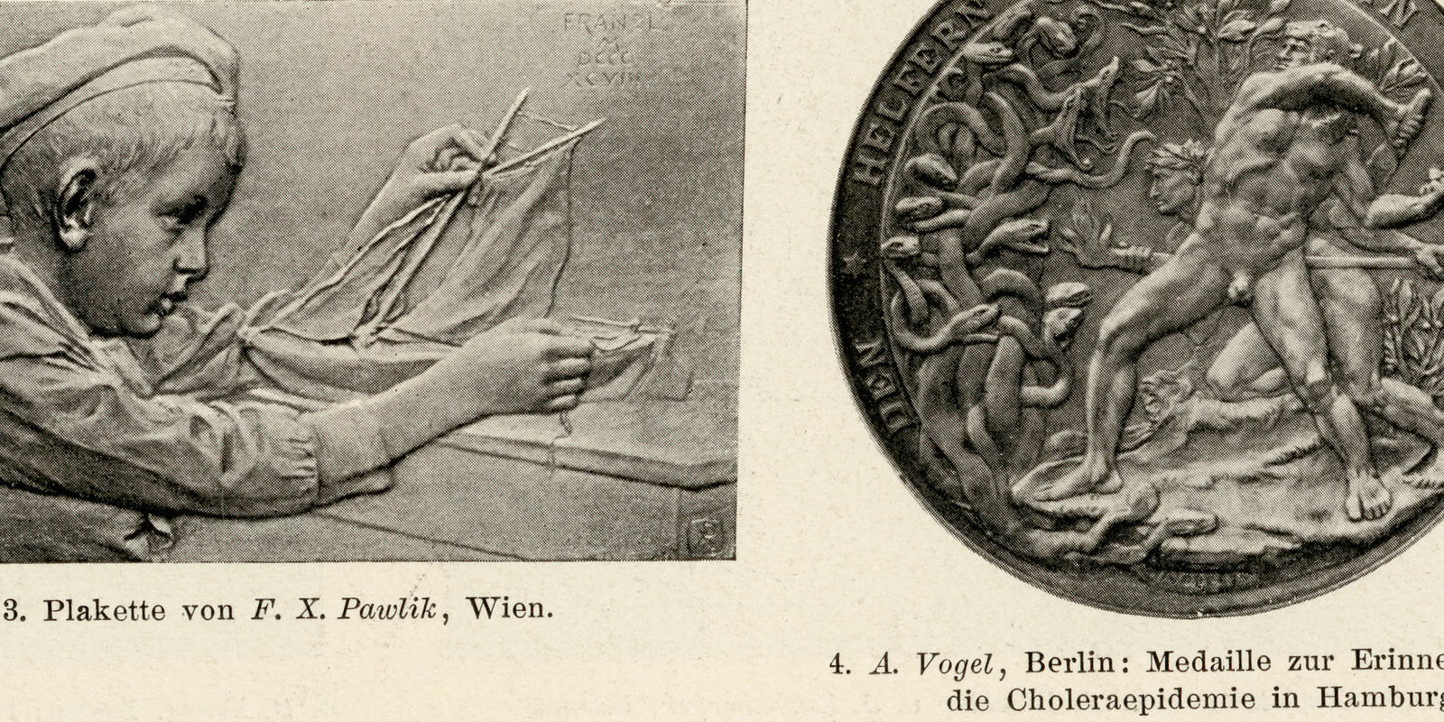 Medaillien III - IV ca 1900 historischer Druck Autotypie