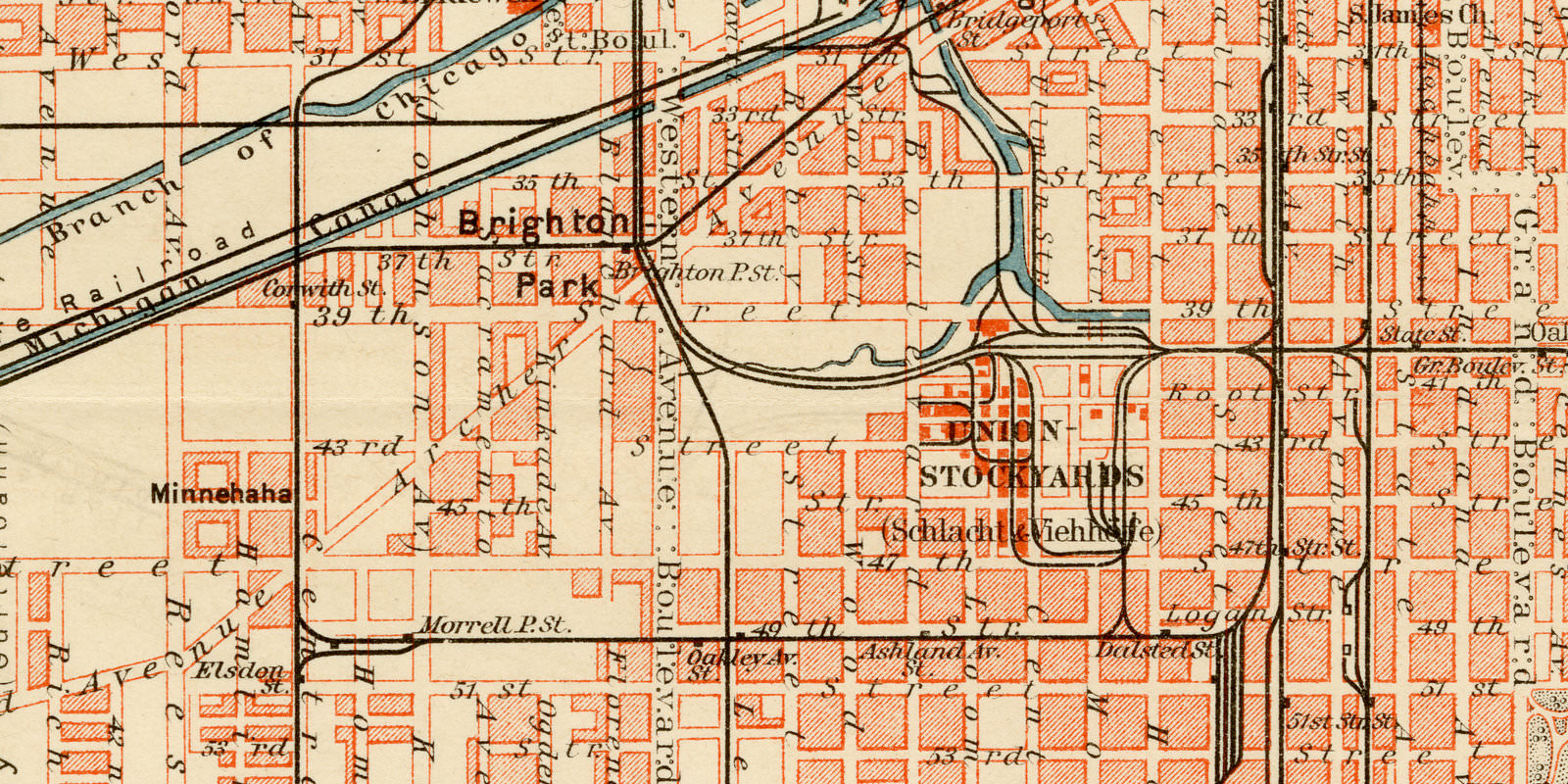 Chicago ca 1894 historischer Stadtplan Lithographie