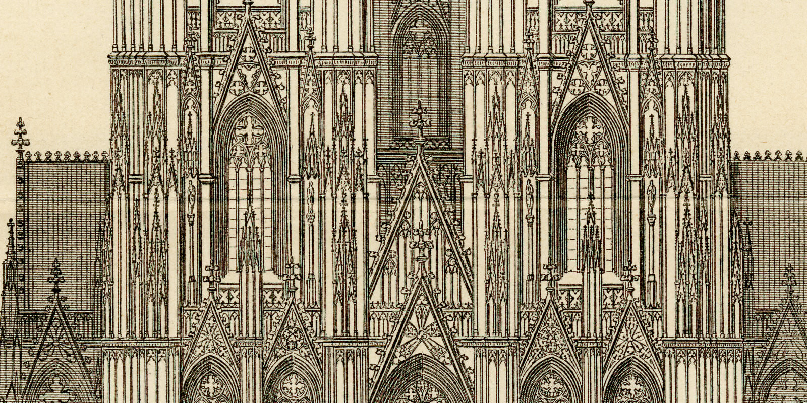 Dom zu Köln I Westfassade ca 1895 historische Bildtafel Holzstich