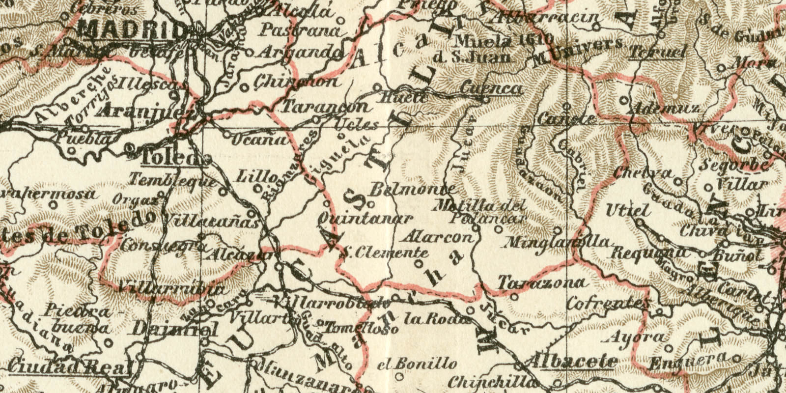 Spanien und Portugal historische Landkarte Lithographie ca 1892