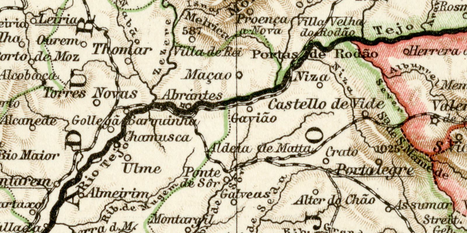 Portugal historische Landkarte Lithographie ca 1904