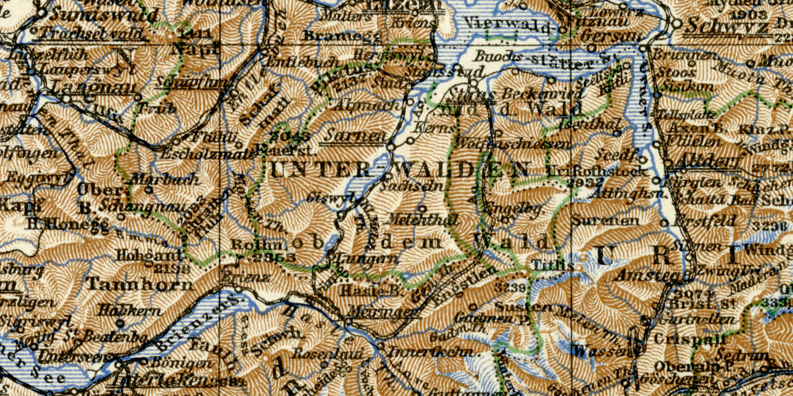 Die Schweiz historische Landkarte Lithographie ca 1912