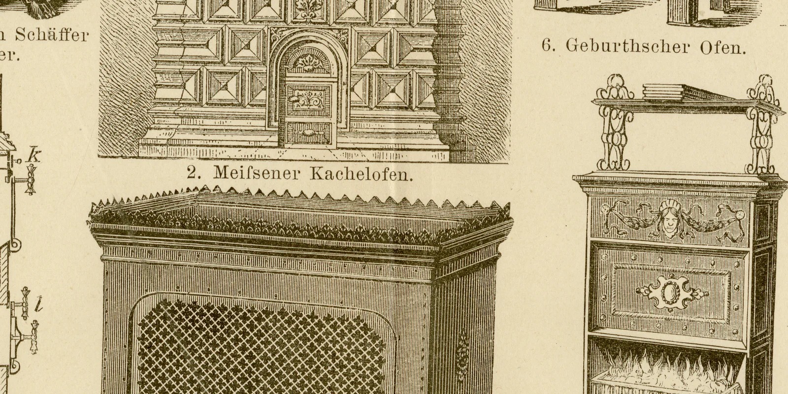 Öfen ca 1885 historische Grafik Holzstich