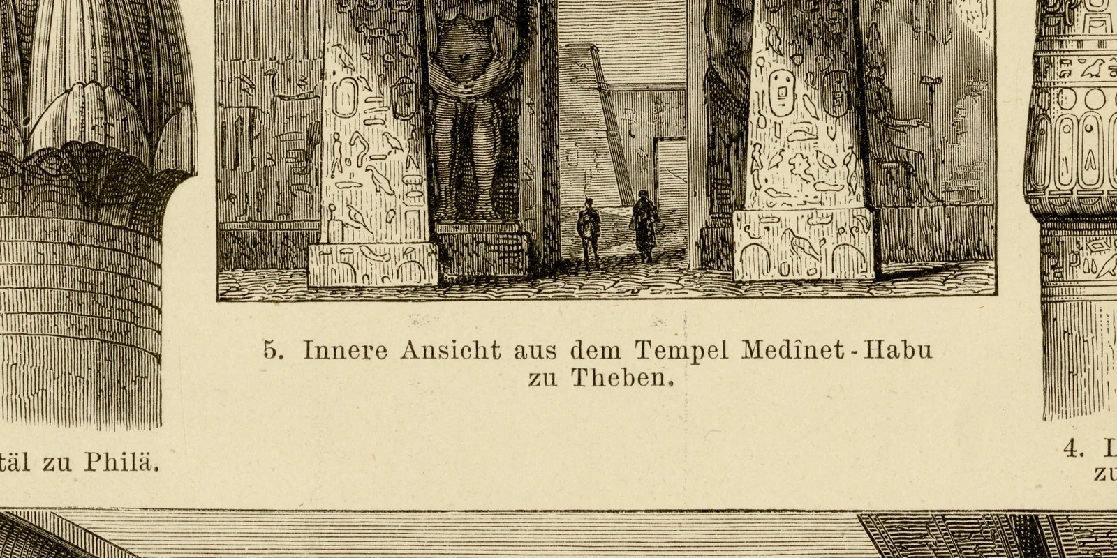 Ägyptische Architektur ca 1882 historische Grafik Holzstich