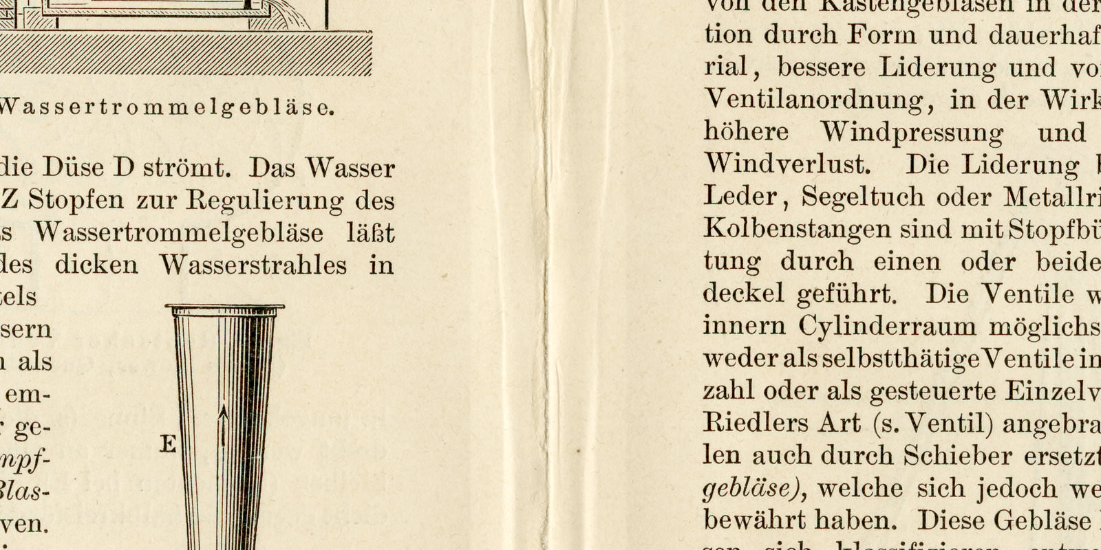 Gebläse ca 1894 historische Bildtafel Holzstich