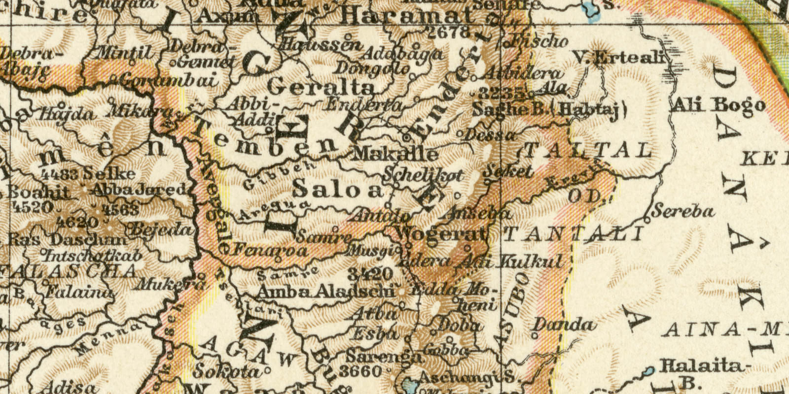 Abessinien Erythräa und Südarabien historische Landkarte Lithographie ca 1912