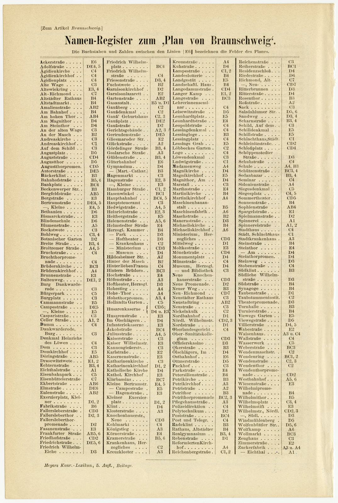 Braunschweig ca 1893 historischer Stadtplan Lithographie