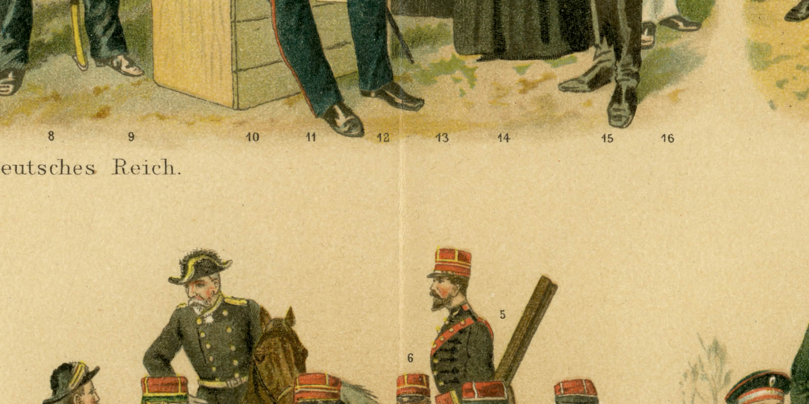 Sanitätskorps ca 1897 historische Bildtafel Chromolithographie