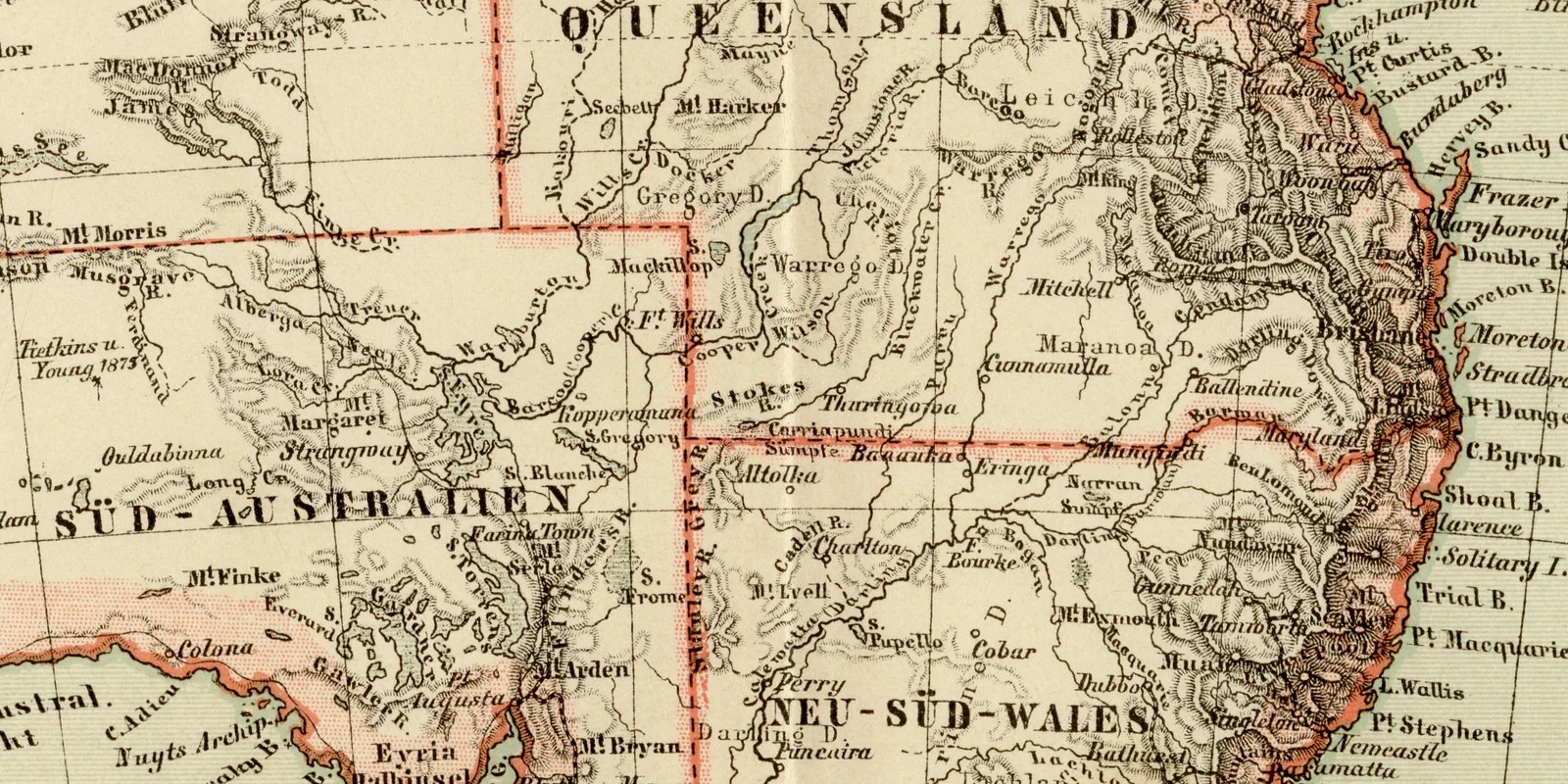 Australien und Neuseeland ca 1882 historische Karte Lithographie
