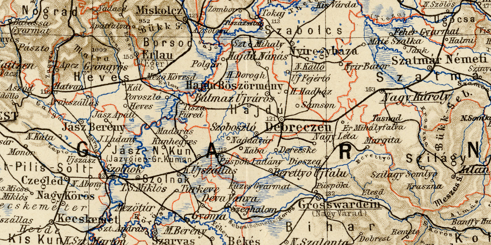 Ungarn Galizien Bukowina ca 1899 historische Karte Lithographie