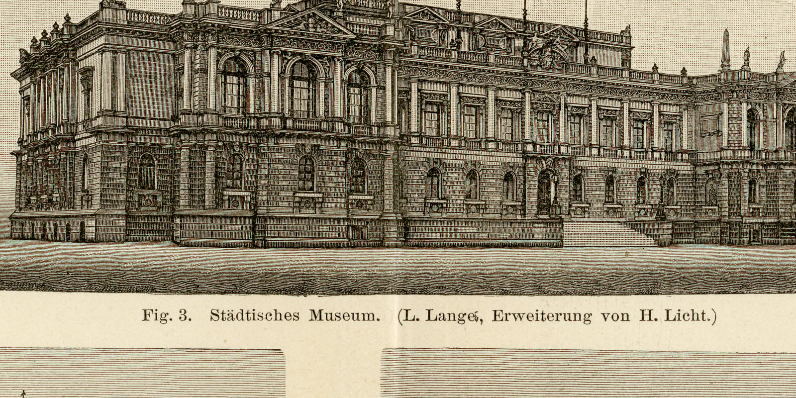 Leipziger Bauten ca 1895 historische Bildtafel Holzstich