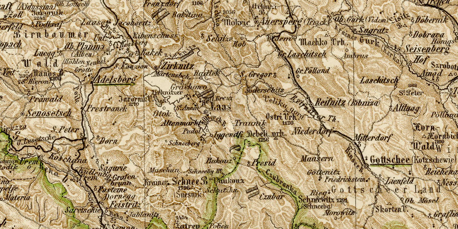 Krain Küstenland ca 1904 historische Karte Lithographie